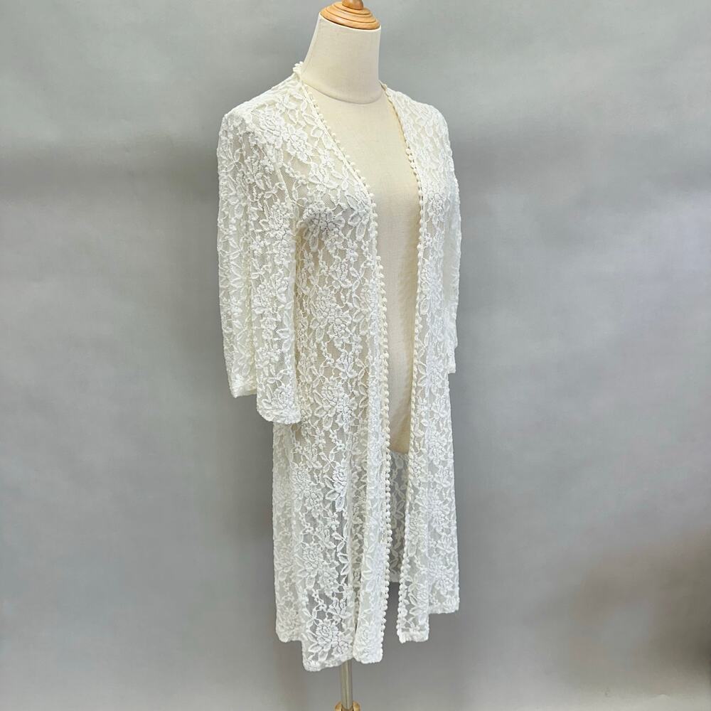 Moto Boho ivory lace midi open front kimono cardigan bell sleeves size‎ Medium - Picture 2 of 13